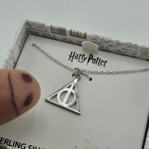 Harry Potter Deathly Hallows Sterling Silver Necklace 16” Chain NEW 925 Jewelry